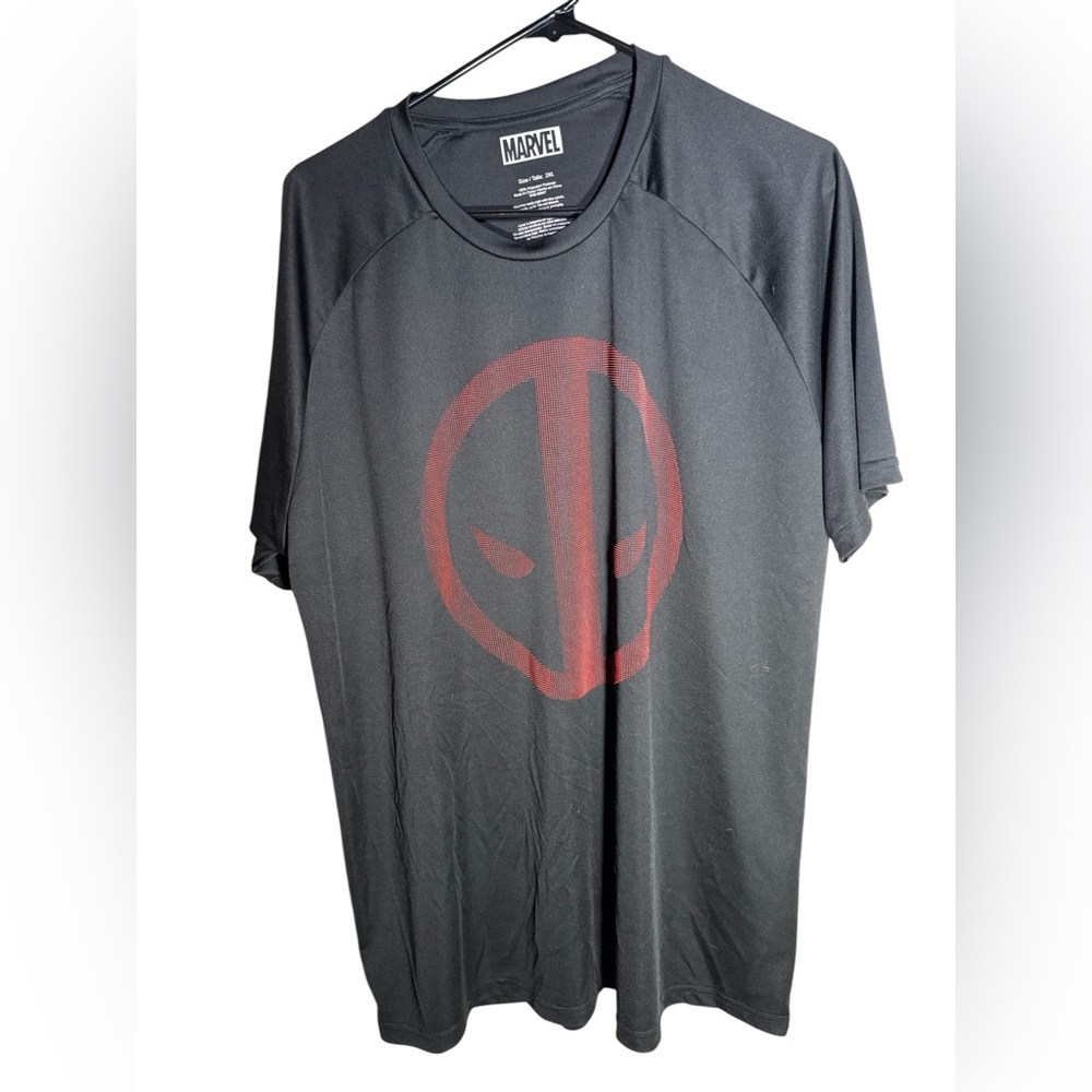 Mens Marvel Deadpool Logo T Shirt Black Short Sleeve Sz XXL